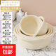 加厚洗臉盆大中小號家用塑料洗衣服盆子學(xué)生宿舍洗腳盆嬰兒小面盆 奶油色【5件裝】加大號+大號+中號+小號+迷你號