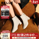 百麗（Belle）氣質(zhì)羊皮時(shí)裝靴女冬季新款商場(chǎng)同款高跟通勤優(yōu)雅短靴3LI44DD5 米白色-單里 37 (235mm)
