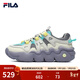 FILA斐樂(lè )官方新款女子籃球鞋夏季透氣低幫休閑運動(dòng)鞋老爹鞋 白蘆筍/神秘灰-WF 37.5