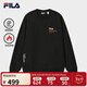 FILA 斐樂(lè )官方男子套頭衛衣2025冬新款休閑寬松加絨針織長(cháng)袖上衣 正黑色-BK XL 180/100A/XL