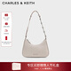 CHARLES&KEITH拉鏈簡(jiǎn)約通勤輕便鏈條腋下包生日禮物新年禮物送女友CK2-20271604 Shell Grey貝殼灰（新色） S