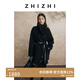 致知ZHIZHI 錦帳春 薄雙面呢皮襻裝飾長(cháng)毛呢大衣25年秋季新款 黛黑 S