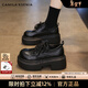 CAMILA KSENIA樂(lè )福鞋女冬季2025新款大頭黑色英倫風(fēng)小皮鞋厚底增高學(xué)院風(fēng)休閑鞋 黑色 37