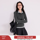 香影撞色假兩件針織衫女2025冬季新款修身顯瘦高智感通勤套頭毛衣 深灰 L 165/88A/110-125斤