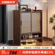 藝柳園實(shí)木鞋柜家用門(mén)口儲物柜入戶(hù)玄關(guān)柜一體靠墻藤編多層防塵鞋架 80CM胡桃色