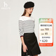哈吉斯（HAZZYS）女裝條紋學(xué)院休閑長(cháng)袖T恤女ABTSE0BCF05 白色WT 155/80A36