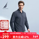 諾帝卡（NAUTICA）【商場(chǎng)同款】男裝春秋新款保暖親膚舒適休閑長(cháng)袖襯衫男WC4107 湛藍4JN M