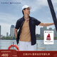 Tommy Hilfiger【舒適府綢】春夏男裝商務(wù)休閑易打理純色短袖襯衣襯衫外套 藏青色FAP M （推薦：135-150斤）