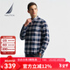 諾帝卡（NAUTICA）【商場(chǎng)同款】男裝春秋新款柔軟舒適法蘭絨格子襯衫男WO4404 藏青4NV M
