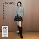 MO&Co.【秦嵐同款】裙褲2025冬新品智性學(xué)院格紋壓褶A字短裙MBE4SOTT05 灰黑格 S /160