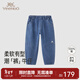英氏（YEEHOO）【商場(chǎng)同款】?jì)和澴铀募灸型蓍e牛仔褲純棉中大童男寶長(cháng)褲 牛仔藍 130 cm
