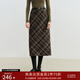 自巧小個(gè)子復古格紋直筒半身裙女2025秋冬新款中長(cháng)款復古毛呢裙子 棕色格 L （尺碼：5）