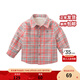 戴維貝拉（DAVE＆BELLA）加絨格子女童襯衣兒童襯衫男童長(cháng)袖上衣秋冬打底衫寶寶冬季中大童 橘灰格子 110 cm(5T(建議身高100-110cm))