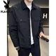 花花公子（PLAYBOY）夾克襯衣式外套男士二棉秋裝新款潮流修身高端翻領(lǐng)夾克秋冬款男裝 黑色 L 約115-130斤