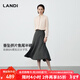 藍地（LANDI）[紙片人顯瘦力]鉛筆灰垂墜拼片中長(cháng)魚(yú)尾半裙女2025秋冬新品 鉛筆灰 L