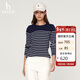 哈吉斯（HAZZYS）女裝條紋學(xué)院休閑長(cháng)袖T恤女ABTSE0BCF05 藏青色NV 160/84A38
