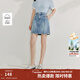 茵曼（INMAN）【商場(chǎng)同款】牛仔短裙2025夏季女裝新款純棉顯瘦a字裙子 淺牛仔 L
