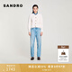 SANDRO秋冬女裝法式氣質(zhì)時(shí)尚白色木耳花邊立領(lǐng)亮色扣上衣針織開(kāi)衫 淡褐色 S (1)