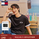 TOMMY JEANS【休閑百搭】春夏男裝純棉平紋針織刺繡圓領(lǐng)打底短袖T恤上衣 黑色BDS M （推薦：135-150斤）