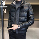 花花公子（PLAYBOY）皮羽絨服男士冬2025年新款男裝潮牌短款冬裝衣服厚外套男 黑色 2XL 140-155斤