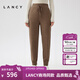 朗姿/LANCY冬季新款牦牛絨休閑小腳褲子女高端綿羊毛針織褲曠野美拉德 駝色 M