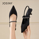 卓詩(shī)尼2026年春輕熟風(fēng)黑色尖頭細跟女水鉆后空淺口單鞋氣質(zhì)百搭 黑色 38