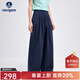 Navigare意大利小帆船女士休閑褲春夏季薄款高腰闊腿褲遮肉顯瘦長(cháng)褲子女 午夜藍 S