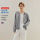 茵曼（INMAN）茵曼克萊因藍連帽雙頭拉鏈針織開(kāi)衫26春女裝新款百搭毛衣貴族灰M