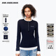 ANN ANDELMAN【明星同款】假兩件內搭毛針織衫女秋季拼色打底衫 深藍色 M