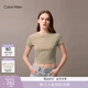 Calvin KleinJeans25夏季女士休閑印花時(shí)尚ck辣妹正肩修身針織短袖T恤上衣