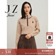 玖姿（JUZUI）商場(chǎng)同款輕運動(dòng)撞色拉鏈領(lǐng)毛衫女2023冬季JWDD31013 花紋卡其 XL