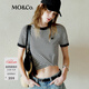 MO&Co.短袖T恤黑白條紋MC刺繡短款正肩圓領(lǐng)彈力棉質(zhì)上衣摩安珂 黑白條色-第2批 建議和客服確認尺碼哦 L 170 建議和客服確認尺碼哦
