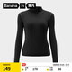 蕉內（Bananain）【趙露思同款】熱皮502++女士T恤打底衫半高領(lǐng)秋冬加絨顯瘦肌底衣 【連領(lǐng)】黑色撞線(xiàn) L