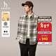 哈吉斯（HAZZYS）男裝秋冬襯衫長(cháng)袖男士外套PHIZ系列厚款保暖外搭格紋男襯衣 茶綠色OG L （175/96A 48）