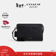 蔻馳（COACH）【專(zhuān)享直降】奧萊男士男包經(jīng)典標志老花拉鏈長(cháng)款手拿包錢(qián)包 QB/炭黑色/黑色