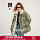 初語(yǔ)羽絨服女2025冬季新款毛毛拼接立領(lǐng)90白鴨絨輕奢感保暖外套 草綠色 M