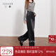 三彩2025冬季新款收腰牛仔褲休閑褲一體絨磨毛寬松闊腿褲長(cháng)褲M(mǎn) 經(jīng)典黑 M 160/68A