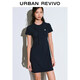UR2026春季新款女裝休閑綁帶刺繡修身短款連衣裙UYY760026