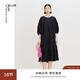 噢姆（AUM）【商場(chǎng)同款】AUM噢姆春季新款立體提花泡泡袖黑色連衣裙女 黑色 XL