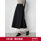 初語(yǔ)簡(jiǎn)約分割設計仿毛呢半身裙女2024秋冬a字裙百搭高腰長(cháng)裙子 黑色 XL