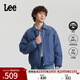 Lee25秋冬新品舒適版翻領(lǐng)小Logo織標男女同款飛行夾克羽絨服休閑 復古牛仔藍（尺碼偏大，拍小一碼） L