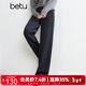 百圖betu女裝秋季新款休閑褲高腰燈芯絨直筒褲顯瘦褲子女2409T81 灰色 M