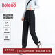 班尼路褲子女裝休閑褲春秋新款通勤風(fēng)時(shí)尚束腳褲寬松百搭運動(dòng)褲裝一 黑#純色 【綿柔親膚】 L