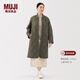 MUJI女式 蓬松棉服絎縫大衣 外套女款女裝棉衣25年冬季 BD10MA5A 卡其綠 M (160/84A)