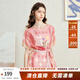 兩三事夢(mèng)馬游記 2025夏季新款甜美印花綁帶連袖雪紡衫女寬松 粉色 M