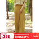 無(wú)色無(wú)味田園野趣 春裝琥珀黃亞麻顯瘦文藝寬松直筒褲休閑褲 女裝 琥珀黃 XL (40)