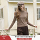 香影內搭打底衫女長(cháng)袖2025冬季新款時(shí)尚套頭綠色半高領(lǐng)針織衫上衣 淺棕 M 160/84A/95-110斤