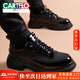 卡帝樂(lè )鱷魚(yú)（CARTELO）皮鞋男款2026新款真皮年輕人運動(dòng)男士休閑英倫風(fēng)商務(wù)黑色軟皮潮鞋 黑色 42 【標準皮鞋碼-相當于運動(dòng)鞋43碼】
