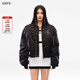 SMFK 十字巨人飛行員夾克女冬防風(fēng)抗水短款外套 午夜黑 UG011B+ 黑色 M