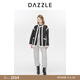 DAZZLE地素菱形格絎棉小外套時(shí)尚黑白拼接設計中長(cháng)款棉服 黑色 M